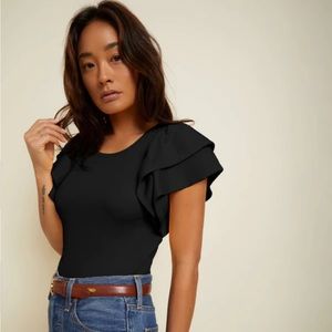 *NEW Nation LTD Black Ruffle Sleeved Top